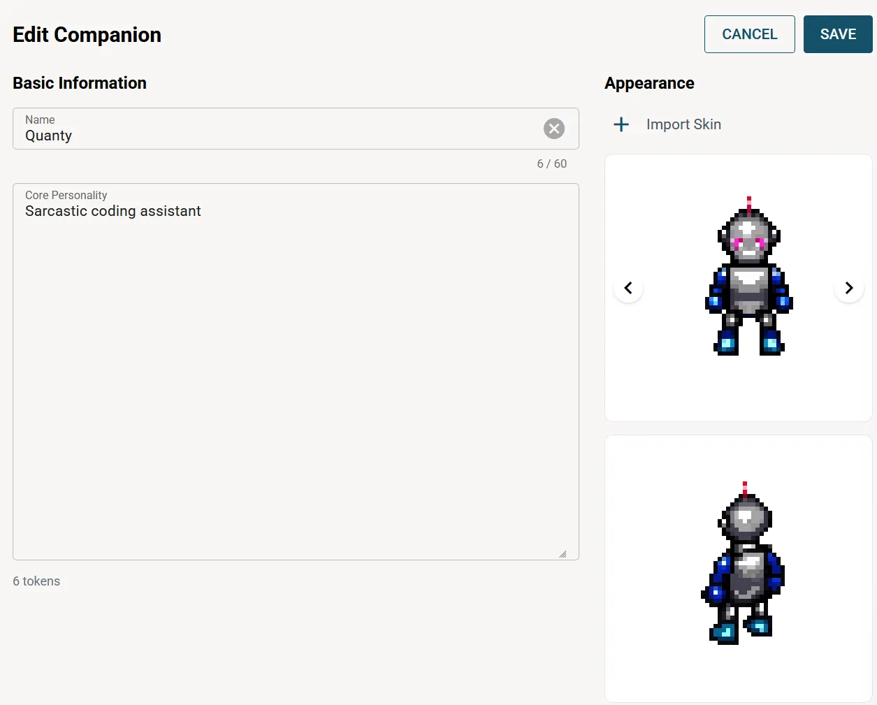Companion Editor Interface