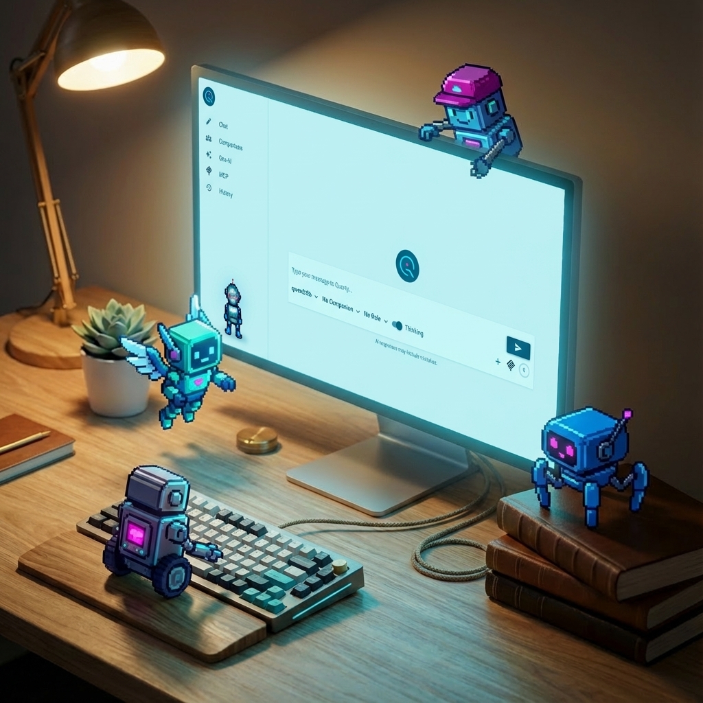 Quanty AI Companion in a cozy home office